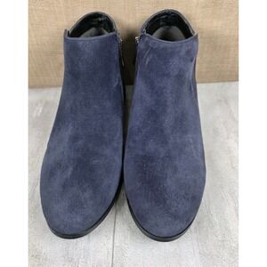 Sam Edelman Boots Women's 7.5M Petty Casual Side Zip Ankle Bootie Blue Suede